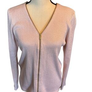 Calvin Klein Light Pink V-Neck Sweater with Zipper